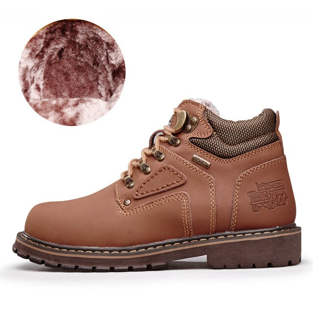 Winter Men's Walking Shoes Plus Fur Warm Nonslip Snow Motorcycle Work Boots Big Size High Top Wearable Outdoor Male Sneakers New