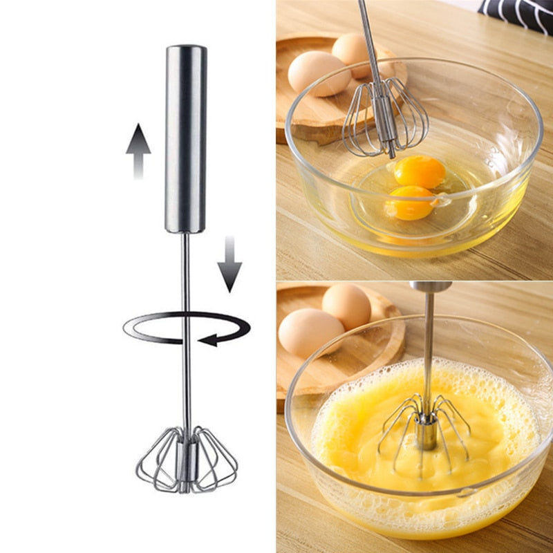 New Kitchen Accessories Whisk Hand Blender Egg Manual Self Turning Stainless Steel