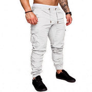 Mens Casual Solid Multi-pocket Trousers