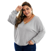 V-Neck for Plump Girls Autumn Winter Long Sleeve
