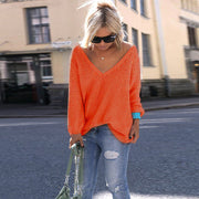 V-Neck for Plump Girls Autumn Winter Long Sleeve