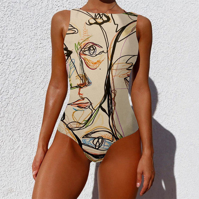 Patchwork Print Bikini Beach Wear