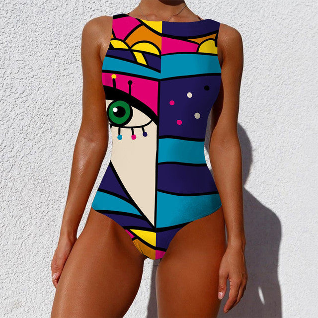 Patchwork Print Bikini Beach Wear