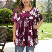 Plus Size Flower Print Tops for Women