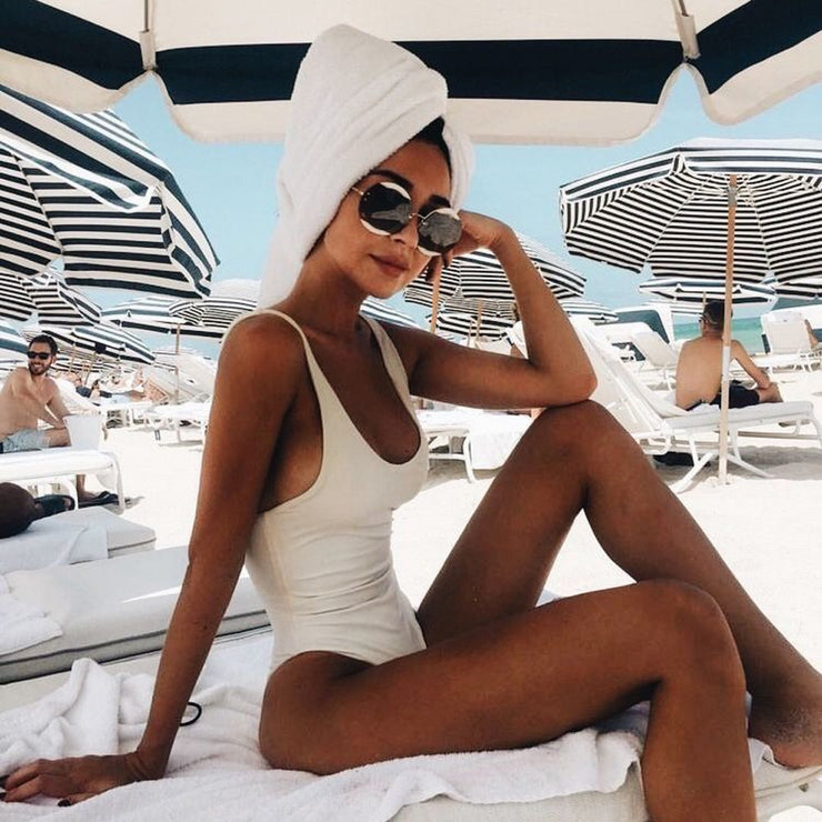 Solid Color Backless Swimwear Monokini Bodysuit