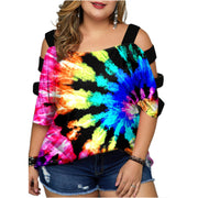 Plus Size Women Top 4Xl Short Sleeved Hollow Out Sleeve T-shirts