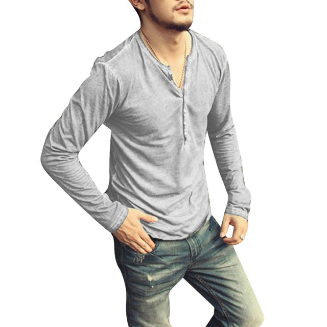 Autumn Casual Solid Male Clothing Plus Size 3XL T-shirt