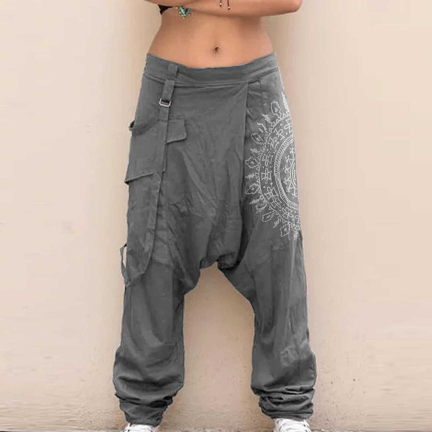 Men Casual Elastic Waist Baggy Trousers Long Pants