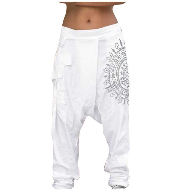 Men Casual Elastic Waist Baggy Trousers Long Pants