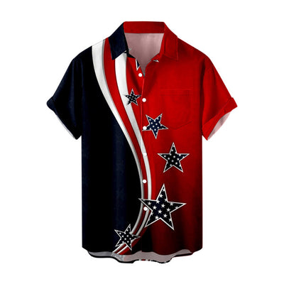 Independence Day Star Printed Men Shirts