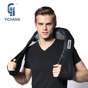 YiChang black electrical shiatsu massage neck massager heat and back massagers electric kneading body massages machine for car