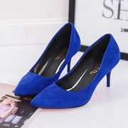 Plus Size OL Office Lady Shoes Faux Suede High Heels Woman Shoes Pointed Toe Dress Shoes Basic Pumps Women Boat zapatos mujer