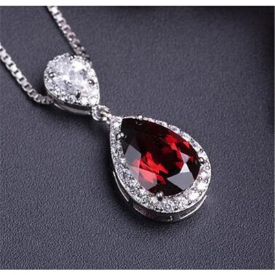 S925 sterling-silver-jewelry Fine Jewelry Pendant For Necklace Water Drop Ruby Pendants Bridal Wedding Engagement No Chain