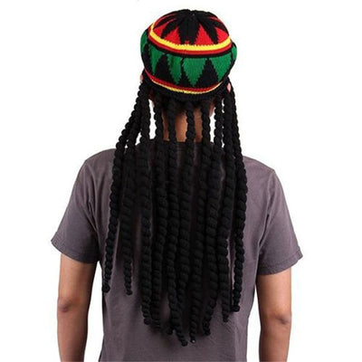 Men Women Jamican Rasta Hat Dreadlocks Wig Bob Marley Caribbean Fancy Dress Prop Unisex Knitted Beanie Hat