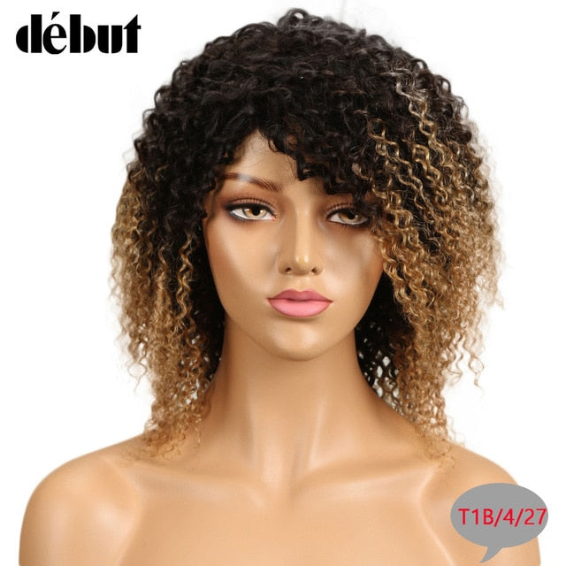Debut Jerry Curly Wig Human Hair Bob Ombre Remy Human Hair Wigs For Black Women Brazilian Short Bob Wig T1B/4/27 Free Shipping